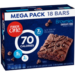 Fiber One 70 calorie Brownies chocolate Fudge snack Bars mega Pack 18 Bars……