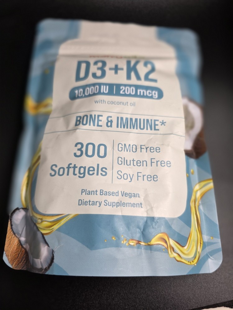 Vitamin D3 K2 300 Softgels – 10000 IU & 200 MCG K2 MK7 – Plant-Based Vegan 09/27