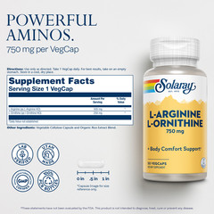 Solaray L-Arginine & L-Ornithine, Veg Cap (Btl-Plastic) | 50ct