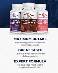 Bariatric Multivitamin Gummy Pack of 3 D3 Hair Formula Adult 240 Chews