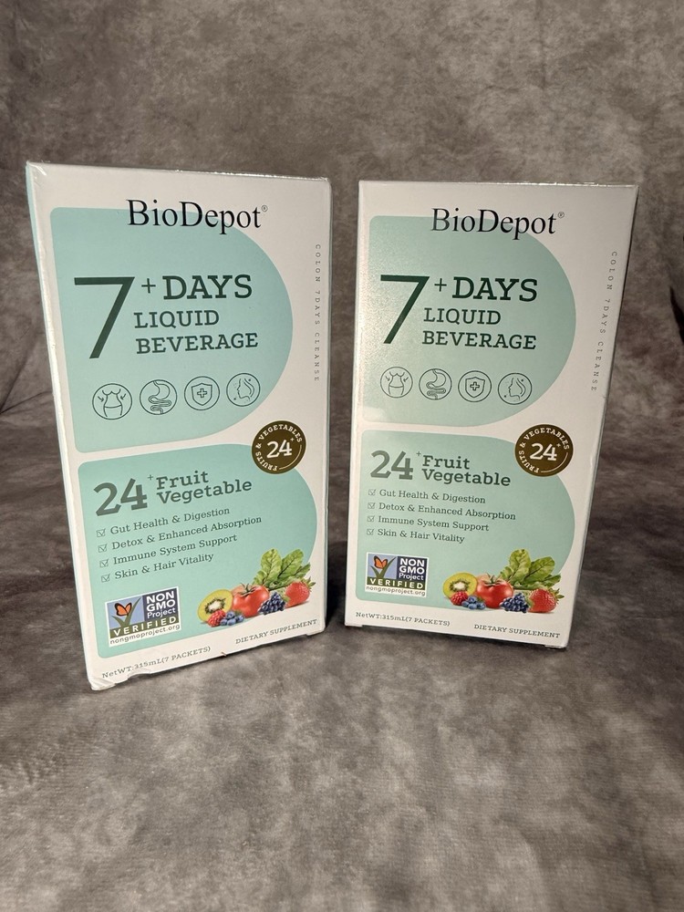 BioDepot 7 Days Liquid Drink Inulin Cocoa Vegan Sugar-Free Non-GMO – 2 boxes