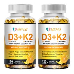 Vitamin D3 with K2 D3 5000IU and K2 200mcg High Strength 1-4* 120 Vegan Capsules
