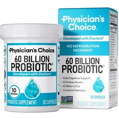 Probiotics 60 Billion CFU 10 Strains Organic Prebiotics Physicians Choice