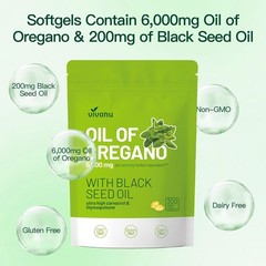 VivoNu Oil of Oregano Including Black Seed Oil, Balanced Oil of Oregano Capsules