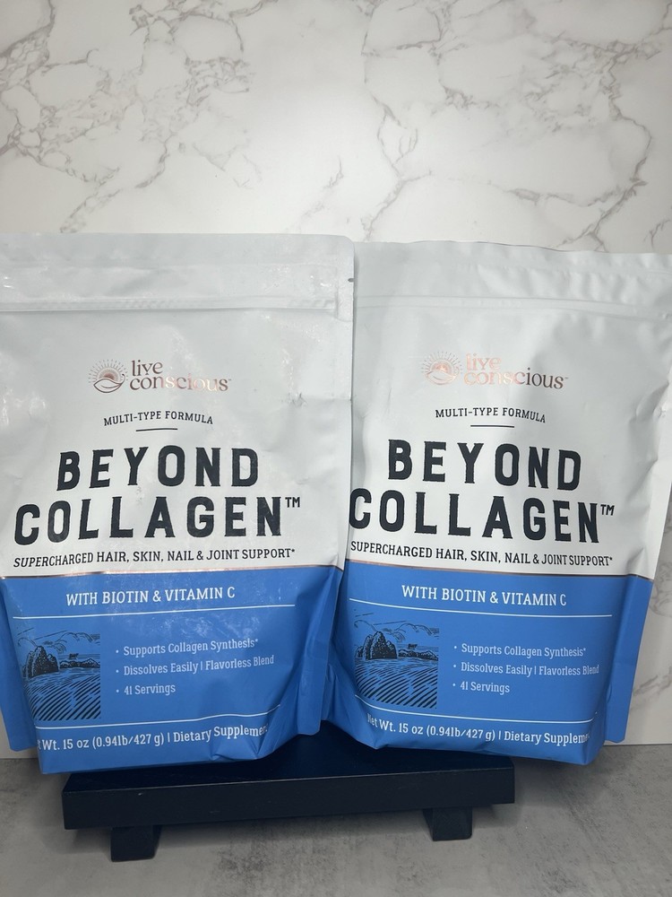 Live Conscious Beyond Collagen Multi-Type Powder 15 oz Two Pack Exp 02/28