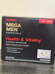 GNC Mega Men Health & Vitality Multi-Vitamins (30) 4-in-1 Packs 30 Day ***READ**