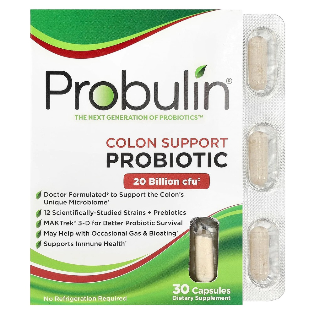 2 X Probulin, Colon Support Probiotic, 20 Billion CFU, 30 Capsules