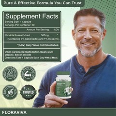 1-Pack Rhodiola Rosea Capsules – Floraviva for Energy, Focus, Mood