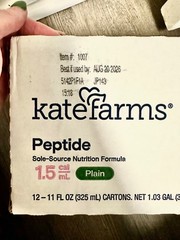 Kate Farms Peptide 1.5 Adult Formula Plain (12 unit cases) 2026 expirations