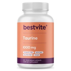 Taurine 1000mg per capsule (240 Vegetarian Capsules) – Vegan – No Stearates