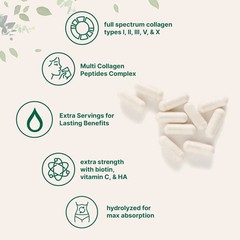 2 BOTTLES-Multi Collagen Pills for Women&Men, 240 Caps | Type I,II, III,V,X |Hyd