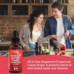 Pepper Cayenne Hawthorn Beet Root Turmeric Vitamin K2+D3 Liquid Drops 60ML-3pc