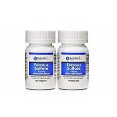 Ferrous Sulfate 325mg Iron Supplement 2-PACK | Iron Pills | | 100 Iron Tablet…