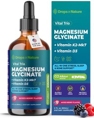 Magnesium Glycinate, Vitamin K2 & D3 Supplement – Vegan, GMO-Free – VIT D MK7…