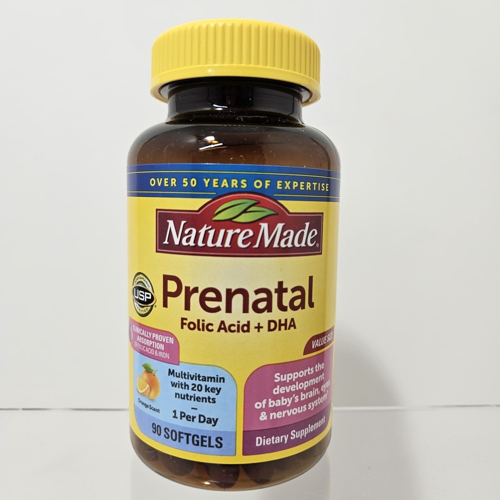 Nature Made Prenatal Folio Acid + DHA 90 Softgels Expires 09/27 Fast Shipping
