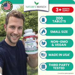 MAGNESIUM TAURATE 400 MG – 200 Casules – High Absorption | Non-GMO | Made in USA