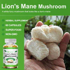 500Mg Organic Lions Mane Mushroom Nootropic Brain Memory Focus Immune Support