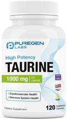 Puregen Labs Taurine 1000mg 120 Vegetarian Capsules Exp 7/27