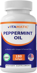 Vitamatic Peppermint Oil Gel with Ginger & Fennel Oils, 550mg per Serving, 180 S