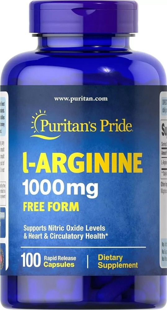 Puritan’s Pride L-arginine 1000 Mg Capsules, 100 Count, White FREE SHIPPING USA
