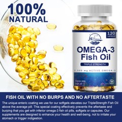 3600mg Omega 3 Fish Oil Capsules 3x Strength EPA & DHA, Highest Potency 120Caps