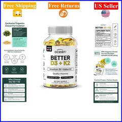 Better D3 + K2 Organic Supplement 30 Softgels for Bone & Heart