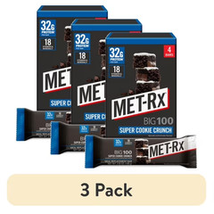 3Pack MET-Rx Big 100 High Protein Meal Replacement Bars Super Cookie Crunch 4 Ct