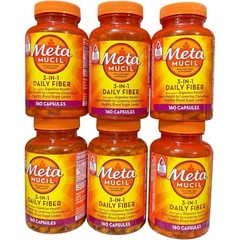 (6) Metamucil 3-In-1 Daily Fiber Psyllium Fiber Supplement 160 Caps Exp-01/2026+