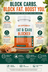 1 Fat and Carb Blocker Appetite Suppressant Burn Low Keto Weight Loss Complex