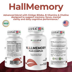 HALLMEMORY – Brain Health – Mental Concentration – Focus Function 60 Caps