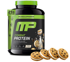 MusclePharm Combat Protein Powder, Cookies ‘N’ Cream, 4 lb, 52 Servings