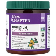 2 X New Chapter, Magnesium + L-Theanine Powder, Lemon Lavender, 4.9 oz (141 g)
