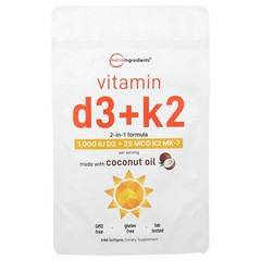 2 X Micro Ingredients, Vitamin D3 + K2, 240 Softgels