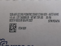 Kate Farms Pediatric Standard 1.2 Cal Vanilla 12 Pack 8.45 oz New Exp 04/2027