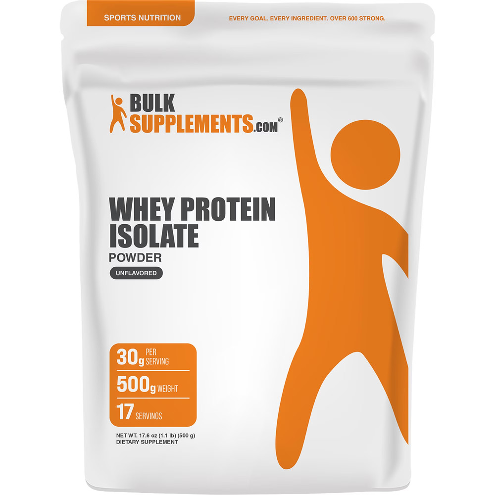 BulkSupplements Whey Protein Isolate Powder 500g Unflavored 90% Protein BCAAs