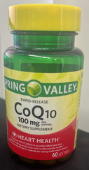 Spring Valley Rapid-Release CoQ10 Heart Health 60 Softgels 100 mg, exp 07/27