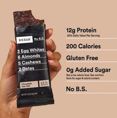 RXBAR Chocolate Sea Salt Chewy Protein Bars Gluten-Free Ready-to-Eat 10 Count