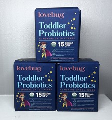 3X 60 Ct Boxes LOVEBUG Kids Probiotic Powder W/ Prebiotic Fiber Toddler Immunity