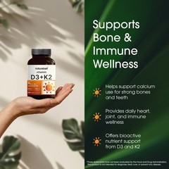 NatureBell Vitamin D3 K2 5000 IU 240 Softgels MK-7 Coconut Oil – 240 Servings