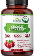 Zazzee USDA Organic Cranberry 25:1 Extract, 500 mg, 100 Vegan Capsules, Kosher