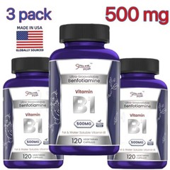 Buy 2 Get 1 Free, Vitamin B1 500 mg High Potency , 120 Capsules Benfotiamine