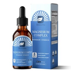 Magnesium Liquid Drops -w/L-theanine, Vitamin B6, D3- for Sleep, Bones 60ml