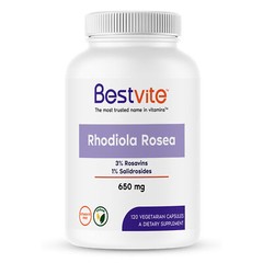 Rhodiola Rosea 650mg (120 Vegetarian Capsules)- Non GMO- Gluten Free-Vegan