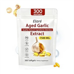 300 Softgels, 1X Elare Aged Garlic Extract, 7500mg Odorless | Heart & Immune