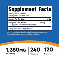 Fenugreek 1350mg, Non-GMO & Gluten Free,240 Capsules