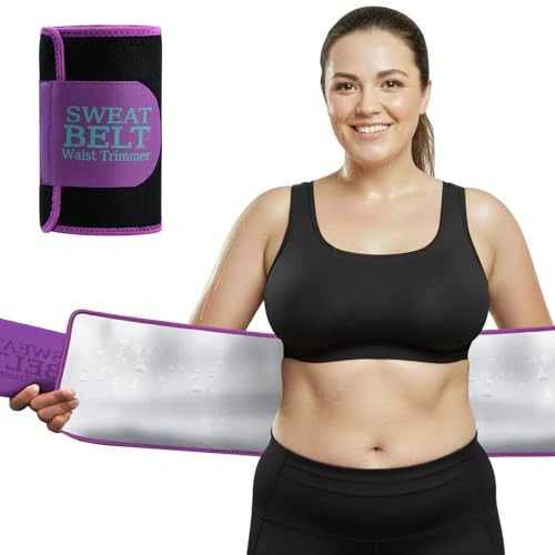 Waist Trainer for Women Lower Belly Fat, Waist Sweat Band Medium Purple-silver