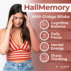 HALLMEMORY – Brain Health – Mental Concentration – Focus Function 60 Caps
