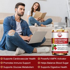 Premium Berberine HCL Extract 1200mg Healthy Cholesterol Anti-inflammatory