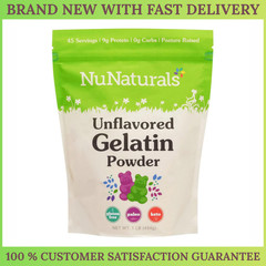 NuNaturals Unflavored Beef Gelatin Powder 1 lb Thickener Stabilizer Texturizer