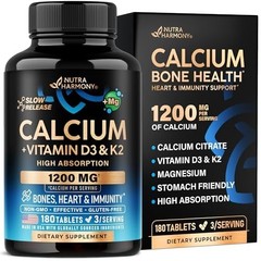 Calcium 1200 mg with Vitamin D3 – Citrate 180 Count (Pack of 1)